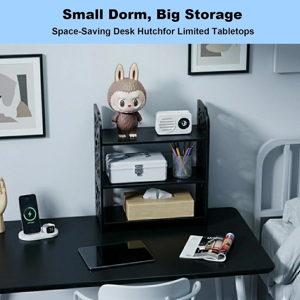 Desk Shelves Desktop Orgnizer Shelf-Black Office Organization for Top of Adjusta - Picture 5 of 8